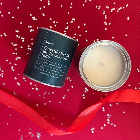 Vela de Navidad "Querido Santa, me lo merezco todo"