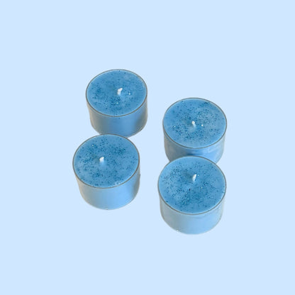 VELAS DE TÉ – AZULES REDONDAS CON BRILLOS