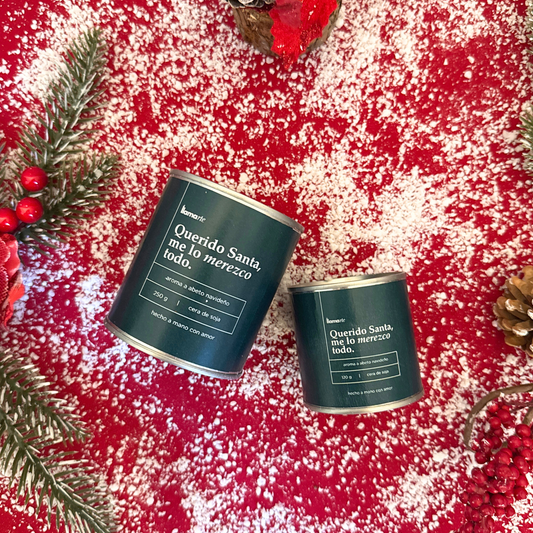 Vela de Navidad "Querido Santa, me lo merezco todo"